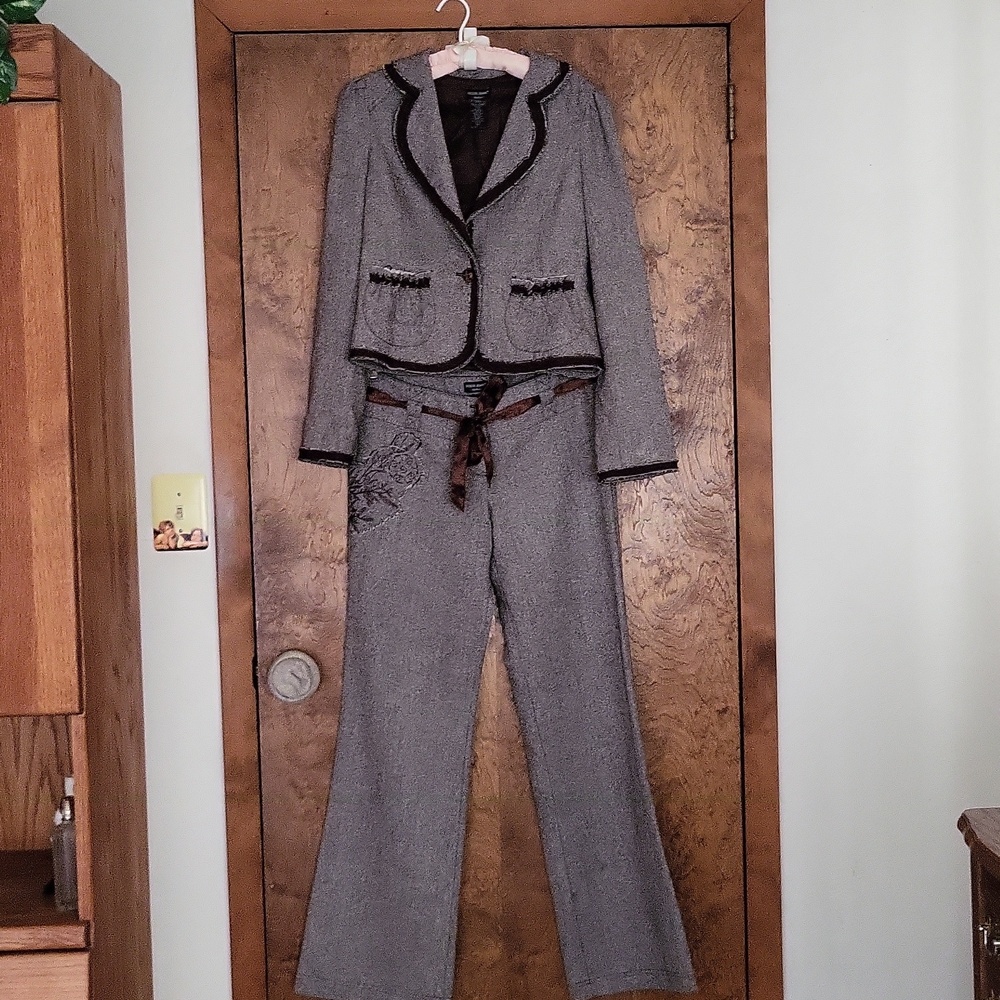 Y2K Guess Unique RARE FIND 3 Pc Lined Pants,lined skirt, Lined blazer Medium 29 - Picture 2 of 15
